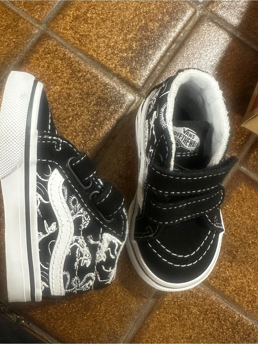 NWT Vans Baby Black & White High-Top Velcro Sneakers with Print